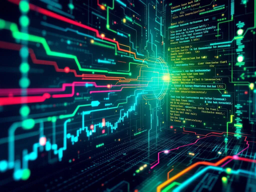 Футуристическая визуализация статического анализатора Python, который преобразует запутанный код, символизирующий технический долг, в упорядоченные и защищенные потоки данных.