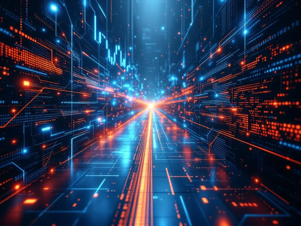 Концептуальное изображение, иллюстрирующее, как разработка на Python превращает сложные бизнес-задачи в готовое цифровое решение — от хаоса данных до структурированного интерфейса.